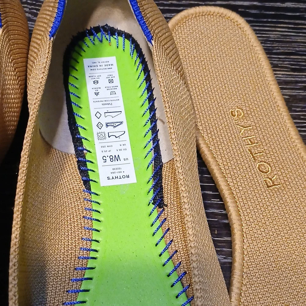 Rothy's Mustard Yellow and Black Cap-Toe Flats - Picture 5 of 5